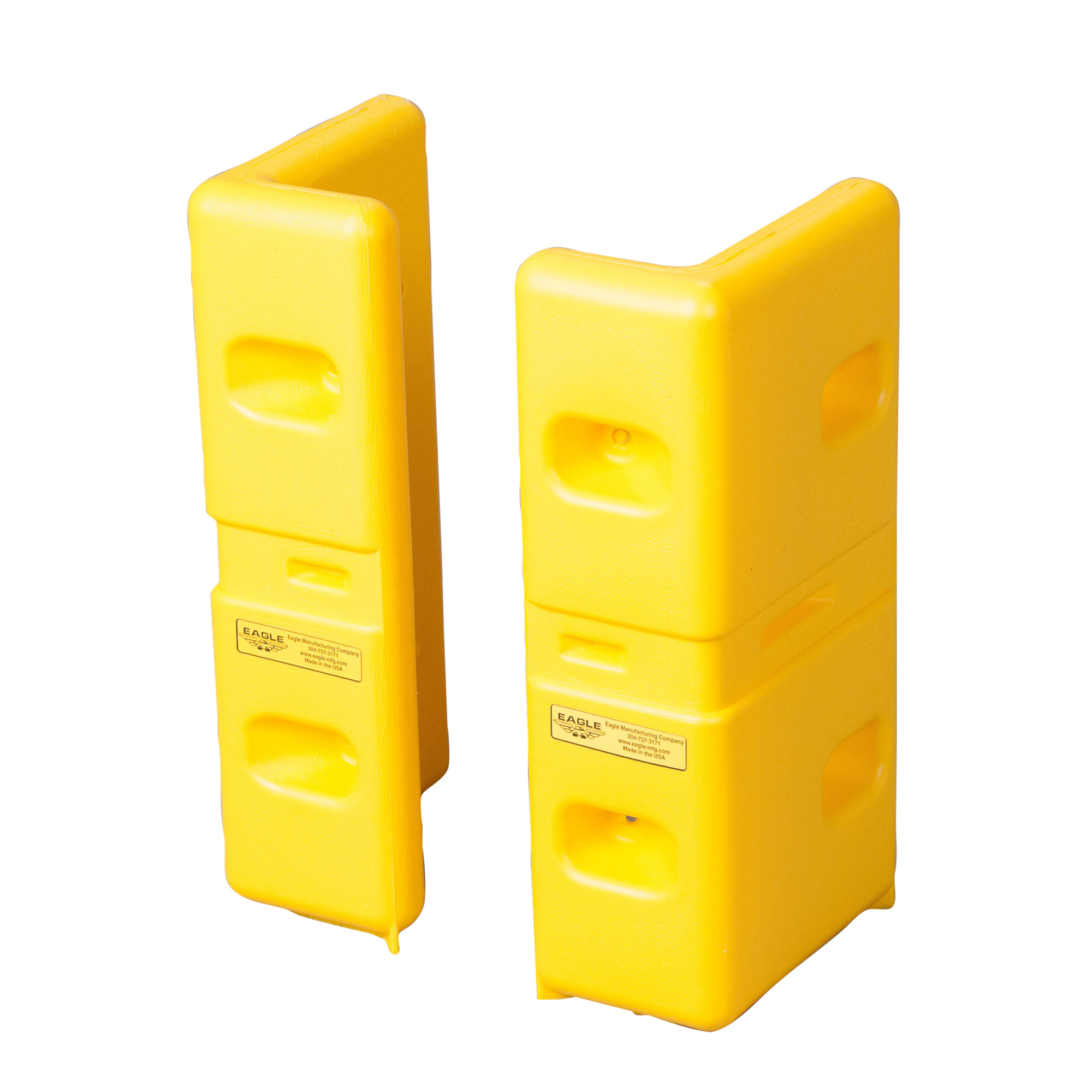 Eagle Plastic Corner Protectors — 21in. x 6in. x 10in., High-Density Polyethylene, Yellow, Set of 2, Model# 1720